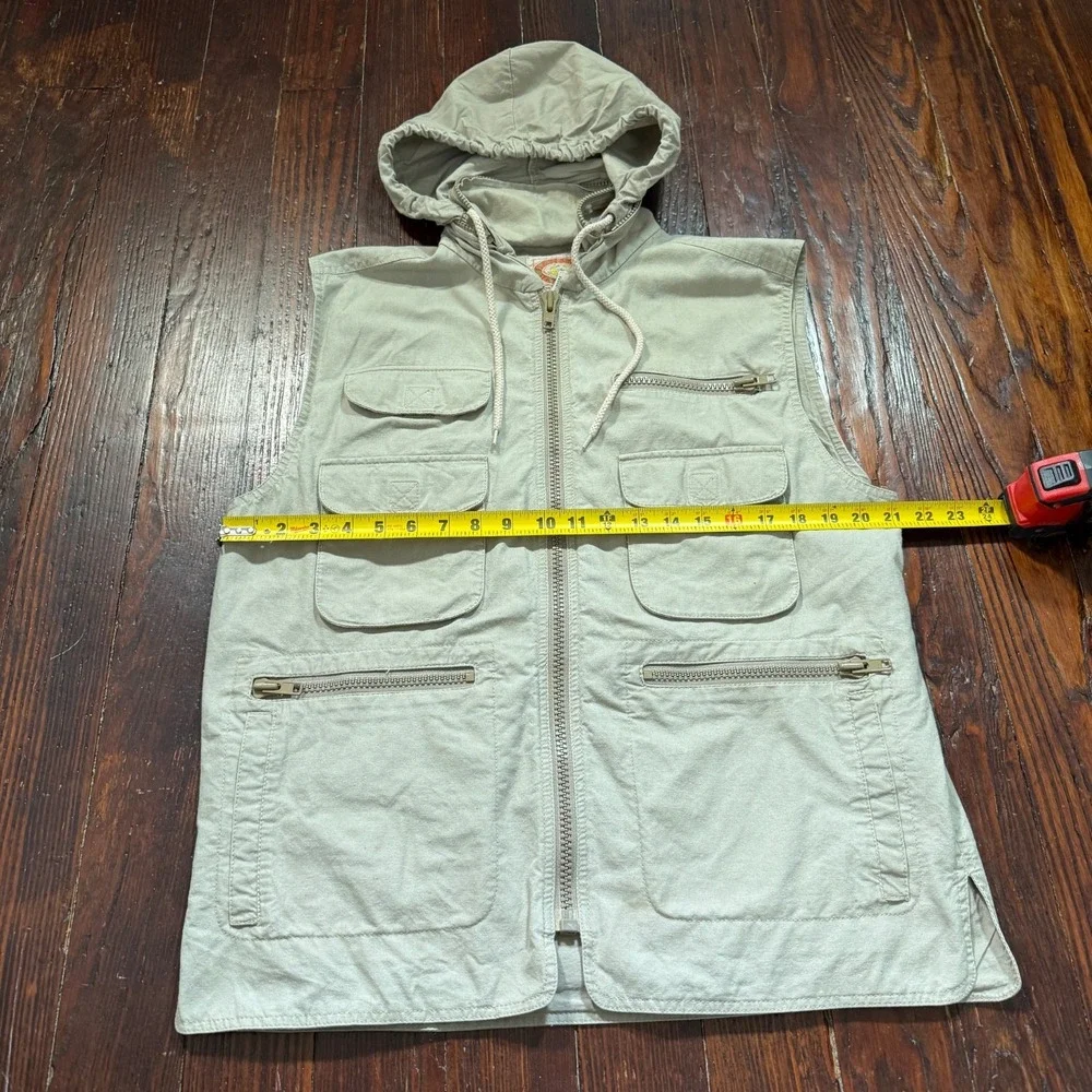 VTG Banana Republic Safari Vest Mens Medium Khaki‎ Hooded Utility 80s 90s
